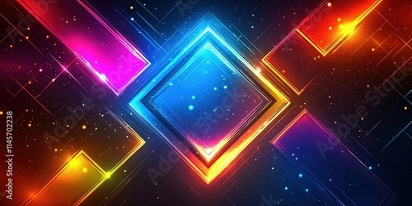 Fototapeta Futuristic abstract design featuring glowing neon lines and geometric shapes, blending vibrant colors into a bold composition