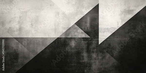 Fototapeta Textured monochrome abstract background with overlapping shapes and soft gradients in black and gray tones, blending modern and bold elements