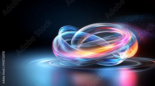 Fototapeta Dynamic light flow abstract space digital art ethereal environment close-up view fluid motion for visuals