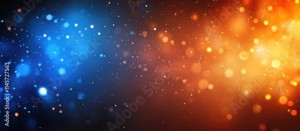 Fototapeta Blurred bokeh background featuring vibrant orange and blue Christmas lights for festive and celebratory themes.