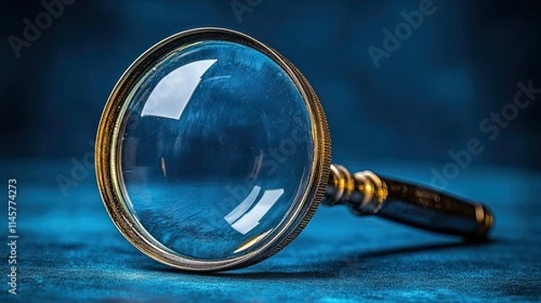 Fototapeta Magnifying glass investigates and explores for research, problem-solving, or evidence discovery.