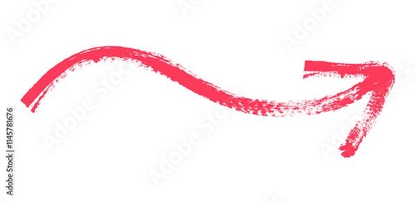 Fototapeta Hand drawn simple arrow drawn with wax crayon, chalk or charcoal. Uneven dry texture for underlining highlighting. Pencil drawn lines, strikethrough, grungy vector isolated on white