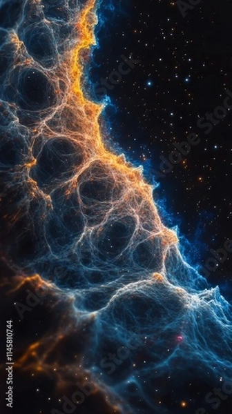 Fototapeta View of universe with stars and amazing colorful and deep blue dark. space background. Ultra realistic. Photorealistic