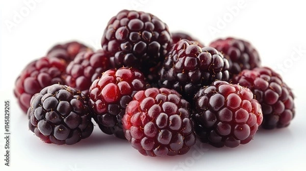 Fototapeta close up of blackberries isolated on a white background