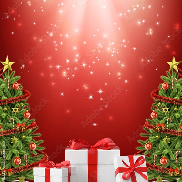 Fototapeta Chrismast Frame with red background