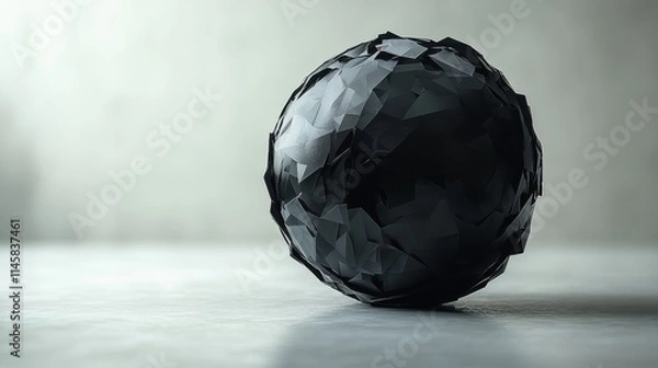 Obraz low poly black sphere with chaotic structu