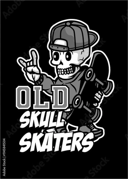 Obraz skull skateboard cartoon