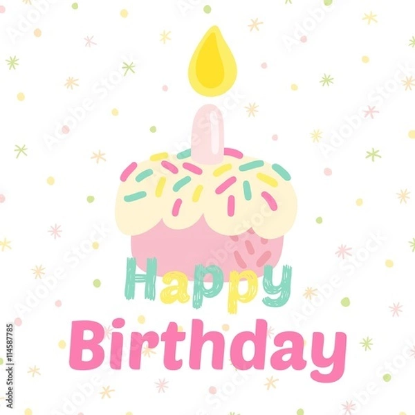 Fototapeta Birthday cupcake attributes vector icons.