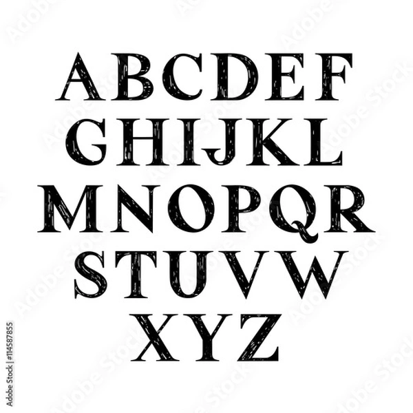 Obraz Hand drawn serif font.Vector.