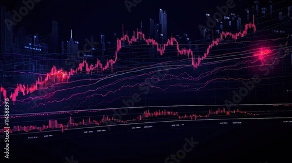 Fototapeta Dynamic Financial Market Data Visualization with Candlestick Charts