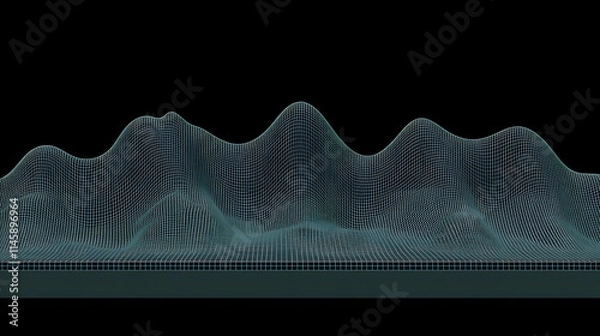 Fototapeta Waves of abstract gold. For greeting cards and gift vouchers, a shimmering golden moving line design element with a glitter effect on a dark background is used.