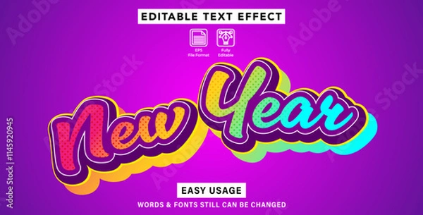 Fototapeta Editable text effect new year 2025 style