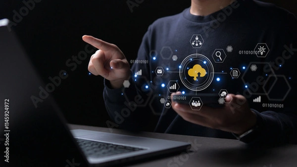 Fototapeta Chatbot conversation Ai Artificial Intelligence technology online customer service.Digital chatbot, robot application,