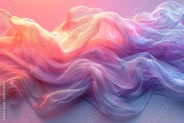 Fototapeta smooth, flowing lines in a spectrum of muted pastels, free for text