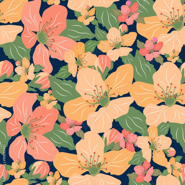 Fototapeta Floral seamless pattern.Colorful vector print.Textile texture
