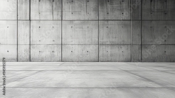 Obraz A minimalist concrete wall and floor, emphasizing industrial design and simplicity.