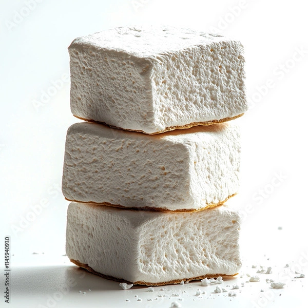 Fototapeta Three white marshmallows stacked.