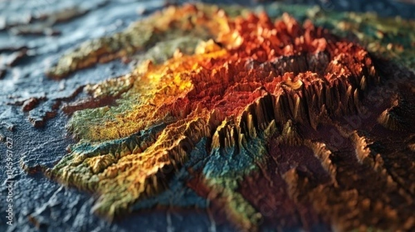 Fototapeta A simulation of crustal imbalance on a global scale, with different regions experiencing varying levels of seismic activity and surface deformation.