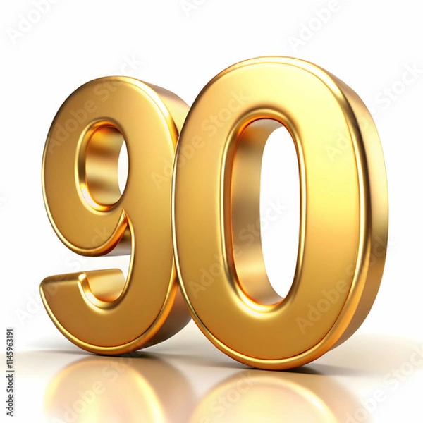 Fototapeta 90 seventy number golden metallic jubilee or year