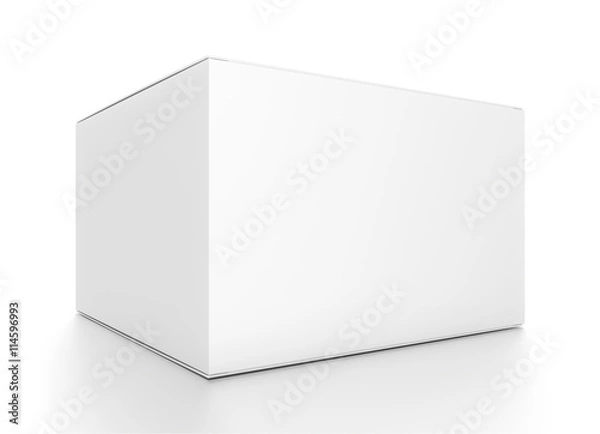 Fototapeta White horizontal rectangle blank box from front side closeup angle.