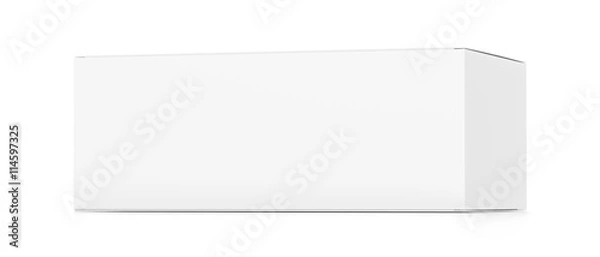 Fototapeta White wide horizontal rectangle blank box from side far angle.