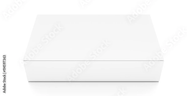 Obraz White wide flat horizontal rectangle blank box from top front closeup angle.