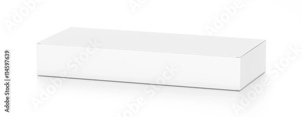 Fototapeta White wide flat horizontal rectangle blank box from top side far angle.