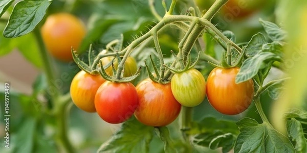 Fototapeta Tomato Solanum lycopersicum, also known as Lycopersicum esculentum belongs to the Solanaceae family, showcasing the versatility and importance of the tomato in various culinary applications.