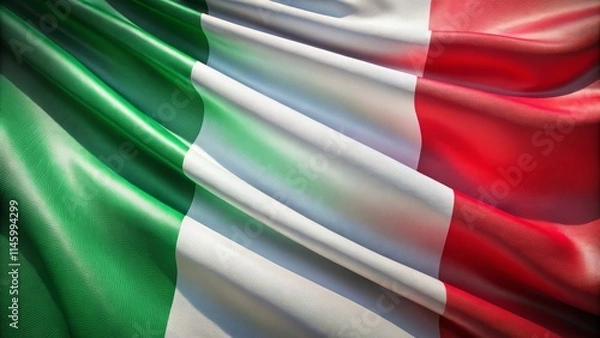 Fototapeta Italian Flag, Wide Angle Photography, Green White Red Fabric, Elegant Drape, Soft Folds, Gentle Light, National Symbol, Italian Pride, Tricolore