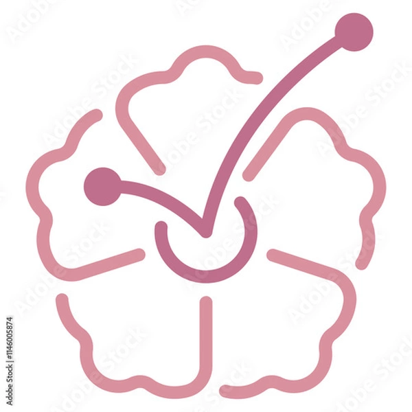 Fototapeta Stylized Flower with Check Mark Design