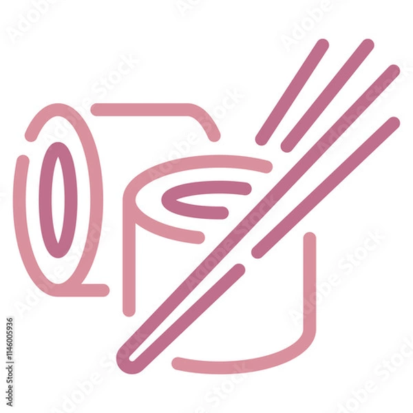 Fototapeta Stylish Sushi Roll and Chopsticks Icon Design