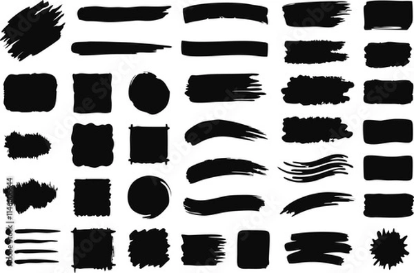 Obraz ink splatter set paint brush stroke kit vector
