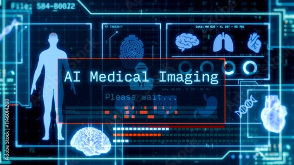 Fototapeta AI in medicine and healthcare, medical diagnosis, artificial intelligence in medical imaging, remote patient monitoring, telehealth, futuristic interface, technology innovation (3d render)