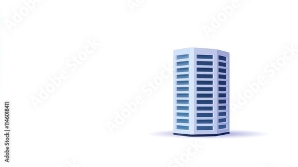 Obraz A modern, minimalistic building design stands alone against a white background, emphasizing its sleek structure and architectural features.