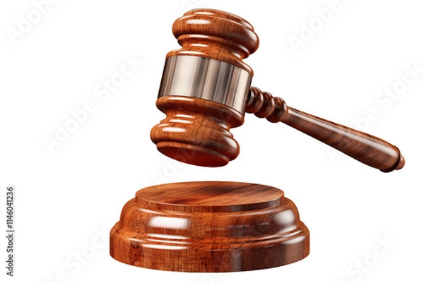 Fototapeta Gavel and Block on Transparent Background, High-Quality PNG