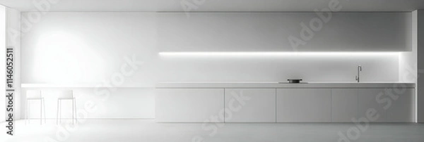 Obraz Minimalist White Kitchen 3D Render