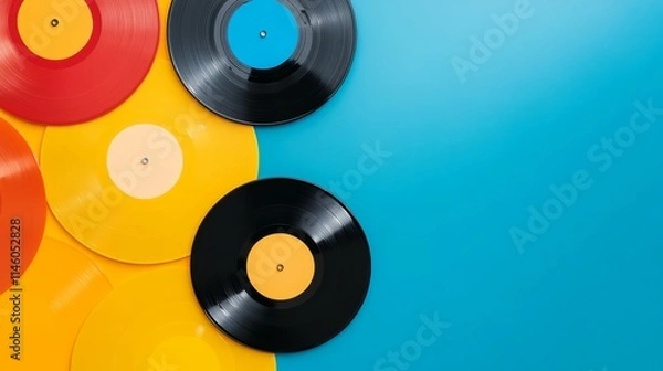 Fototapeta Vinyl Records Flat Lay: A Classic Musical Background