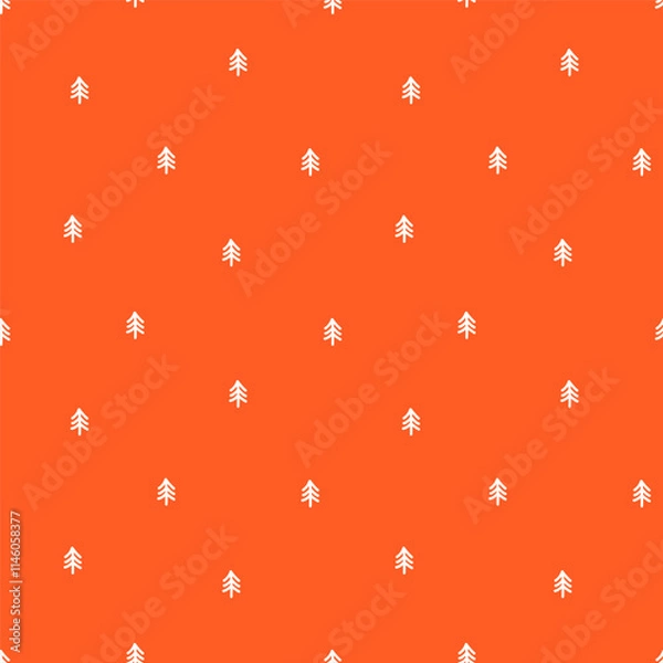 Obraz Orange seamless pattern with white tiny trees