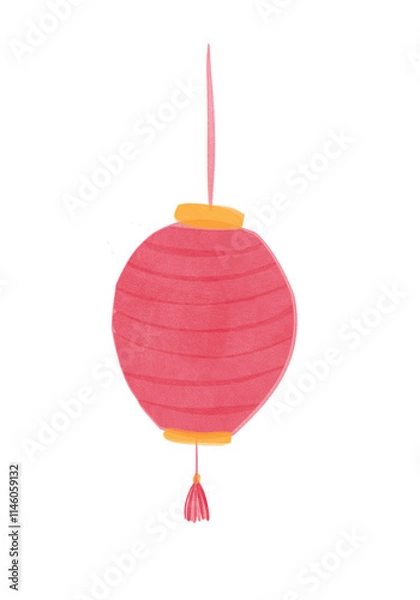 Fototapeta Lampion illustration watercolour for printing, card, design calender, chinese new year, lunar day