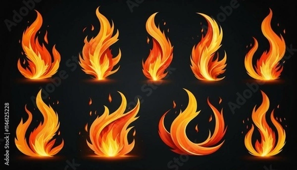 Obraz fire flames set