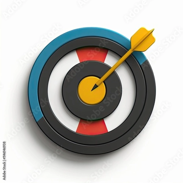 Fototapeta A colorful dartboard with an arrow hitting the center, symbolizing focus and achievement.