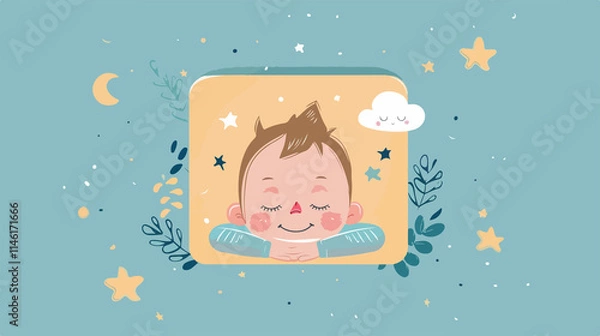 Obraz Cute Baby Boy Vector Icon for Graphic Design Projects