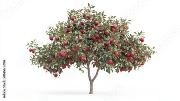 Obraz Isolated apple tree with fruits on a white background for a clean design