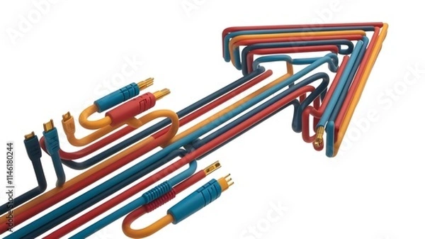 Obraz tech arrow made of multicolor cables