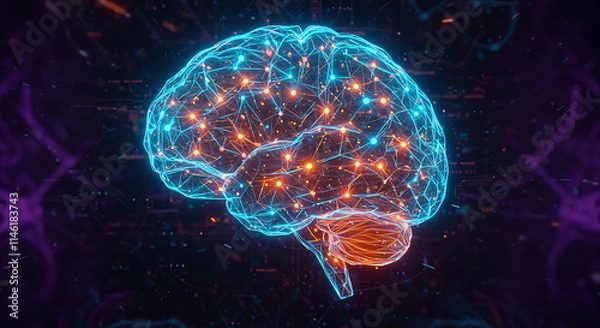 Fototapeta Futuristic Brain Network AI Neurology Technology Concept