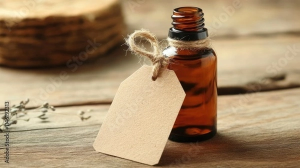 Obraz Flower and herbal extract in a bottle. Selective focus.