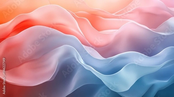 Fototapeta Waves of Pastel Colors in Abstract Digital Design, Generative AI