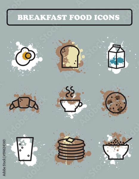 Obraz Breakfast food icons set.