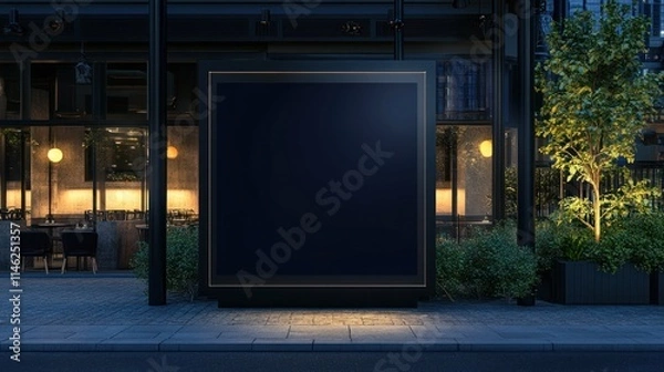 Fototapeta Blank Billboard In Front Of A Restaurant