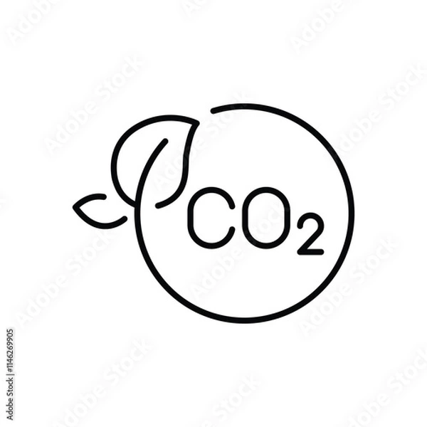 Obraz Carbon neutrality icon. Simple outline style. CO2 neutral, carbon emission, reduce, eco, leave, reduction, sustainable concept. Thin line symbol. Vector illustration isolated.